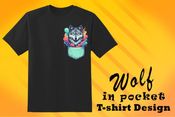 Pocket Wolf Lover Graphic T-Shirt Design for Print-on-Demand Clipart